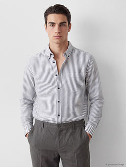 Regular Fit ?izgili Oxford Erkek G?mlek