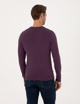 Mor Slim Fit Bisiklet Yaka Basic Triko Kazak - Pierre cardin фото 5