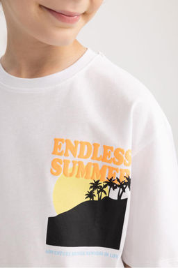 Футболка оверсайз с круглым вырезом и пышным принтом для мальчиков с короткими рукавами - Defacto фото 8