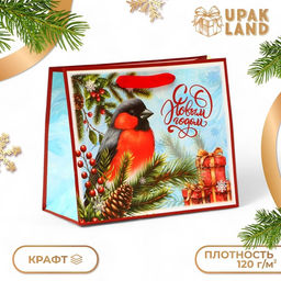 Цена за 3 шт. Пакет подарочный новогодний бумажный, «С Новым Годом», 24×20×11 см