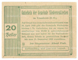 Банкнота 20 геллеров 1920 года Австрия  Нотгельд