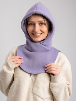Капор трикотажный сирень, капюшон
