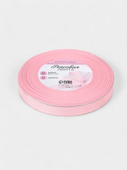 Цена за 2 шт. Лента репсовая, с серебряным люрексом, 15 мм, 23±1 м, светло-розовая №004