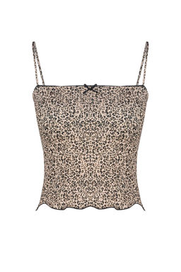 Trendyolmilla Kahverengi Leopar Bask?l? Ask?l? Crop Super Esnek Orme Bluz TWOSS24BZ00644  фото 7