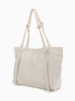 Сумка - шоппер женская на молнии, 44×10×29 см, однотонная, белая