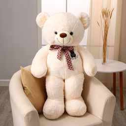 Мягкая игрушка Мишка, с бантом в горошек, 100 см, цвет белый - Simaland фото 6
