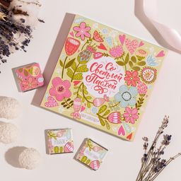 Набор 9 шоколадок Со светлой пасхой (розовые цветы на светло-зеленом) - 8 чудо фото 2