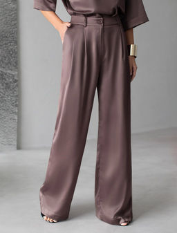 Брюки палаццо широкие из струящегося сатина