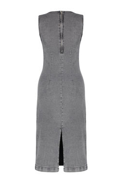 Trendyolmilla Antrasit Fitted/Vucuda Oturan Midi Denim Elbise TWOSS24EL00383  фото 8