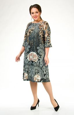 Платье с эффектным узором  леопард и цветы - Ckc collections фото 3