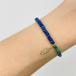 Браслет из Азурита и Лазурита с подвеской "Перо" 18,5 см +