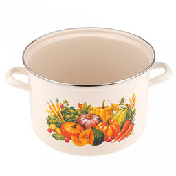 "Осенний карнавал" Кастрюля эмалированная 6л, форма цилиндрическая, металлическая крышка (Россия)