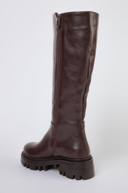 Trendyolmilla Shoes Koyu Kahverengi Kal?n Tabanl? Fermuarl? Kad?n Cizme TAKAW25CZ00005  фото 5