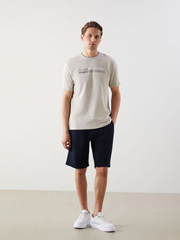 Bisiklet Yaka K?sa Kollu Bask?l? Penye Erkek Ti??rt