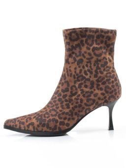 01-H26B-42PC BROWN LEOPARD Ботильоны демисезонные женские (велюр)