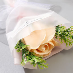 Цена за 2 шт. Мини-букет из мыльных лепестков для ванны «Роза-шампань с зеленью», подарочный, 13 см