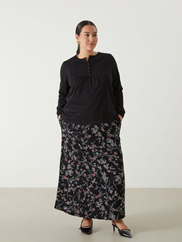 Beli Lastikli ?i?ekli Kad?n Etek