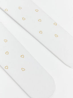 K?z Bebek Kalp Bask?l? K?lotlu ?orap 2li