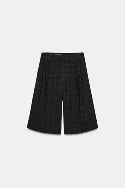 LONG CHECK BERMUDA SHORTS WITH PLEATS - Zara фото 7
