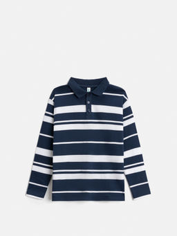 ACOOLA / Джемпер детский для мальчиков Brandir бело-голубой в полоску  фото 3