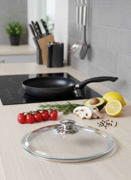 Крышка жаропрочн. стекло 240мм металл. ручка TM Горница, КрМ240