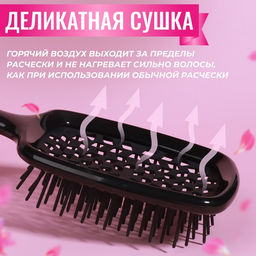 Расчёска массажная, широкая, продуваемая, 8.5×20.5(±1) см, чёрная