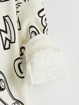 Bask?l? Erkek ?ocuk Kal?n Sweatshirt