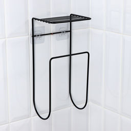 Держатель для полотенец с полкой, 15.5×12.5×33.5 см, чёрный