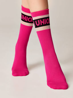 Цена за 2 пары. Носки Удлиненные CONTE ACTIVE Удлиненные носки с полосками из прозрачной сетки фуксия