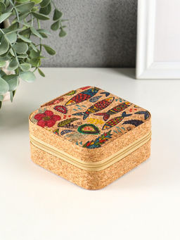 Шкатулка для украшений «Рыбки», пробка, кожзам, 10×10×5 см