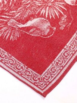 Полотенце жаккардовое Премиум Зимние птицы-красн. 50*70 см. - Лен поволжья фото 2
