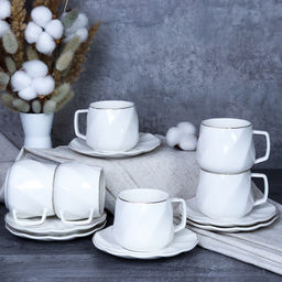 Чайный набор 12 предметов 220 мл витая форма / GH03-12M 220 /уп 8/ Костяной - Галеонтрейд фото 3