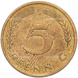 Монета 5 пфеннигов 1991 года F Германия