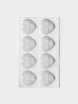 Форма для муссовых десертов и выпечки KONFINETTA Сердце, силикон, 29?17?2 см, 8 ячеек, белая