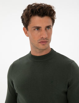 Koyu Haki Slim Fit _eyrek Yaka Basic Triko Kazak - Pierre cardin фото 2