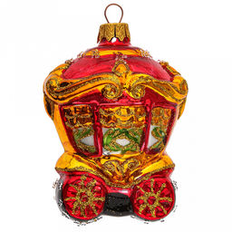 Елочная игрушка фигурка стеклянная Сказочная карета h10,5см, ручная художественная роспись, подарочная упаковка (Россия) - Домашняя мода фото 7