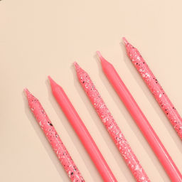 Свечи для торта Блестящая вечеринка, 6 шт., розовые, высокие - Страна карнавалия фото 3