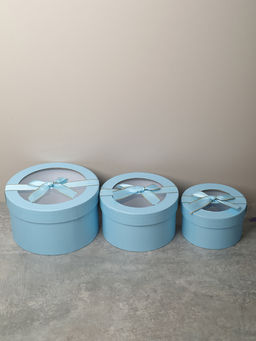 Коробка подарочная 3 штуки 20х20х11 см / 3431-3 /уп 30/голубая - ГалеонТрейд фото 8