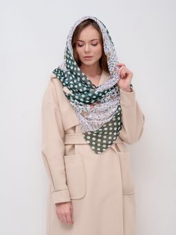 Большой, мягкий, тонкий и очень нежный двусторонний палантин с рисунком в стиле арт-деко - Tantino фото 2