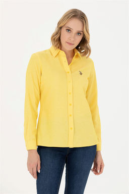 Женская желтая базовая рубашка с длинным рукавом - U.s. polo assn фото 3