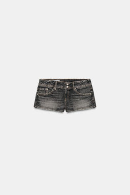 SHORTS MINI DENIM TRF TIRO BAJO / Negro - Zara фото 6