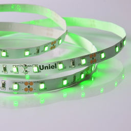 ULS-M11-2835-60LED/m-8mm-IP20-DC12V-4,8W/m-5M-GREEN PROFI Гибкая светодиодная лента на самоклеящейся основе. Катушка 5м. в герметичной упаковке. Зеленый свет. ТМ Uniel.
