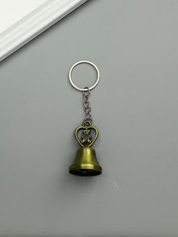 Цена за 12 шт. Брелок металл "Колокольчик - медвежонок в сердце" МИКС 5х2,8х2,8 см