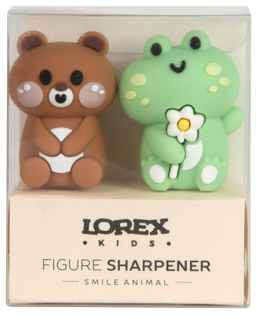 Набор точилок LOREX KIDS SMILE ANIMAL ассорти, корпус силикон, 1 отверстие, 2 шт в ПВХ кор...