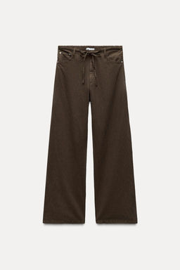 FLOWING DENIM-EFFECT TROUSERS - Zara фото 4