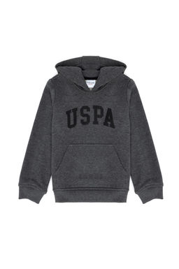 _ocuk Antrasit Melanj Basic Kap__onlu Sweatshirt