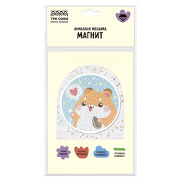 Алмазная мозаика 9,5*10см "Магнит. Хомячок" (АММ_65742, "ТРИ СОВЫ") частичное заполнение