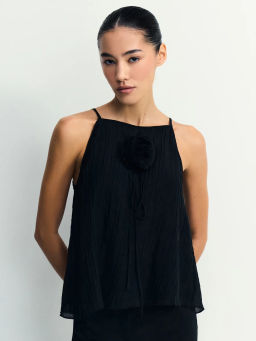 Блуза из тенселя с цветком / Zarina