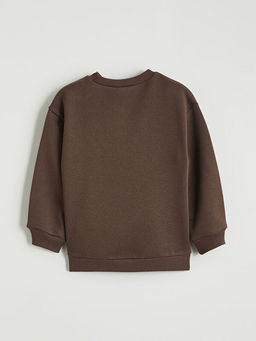 Bask?l? Erkek ?ocuk Kal?n Sweatshirt