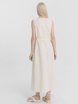 Свободный сарафан из премиального льна и хлопка в расцветке суровый - Mark formelle фото 4